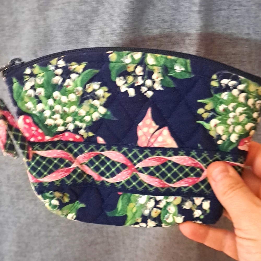 Vera Bradley Pink Ribbon Small Zip Makeup Bag